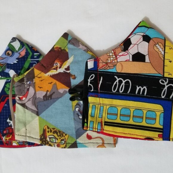 Lot of 3 Kids Face Mask with Nose Wire and Filter Pocket - Picture 3 of 14